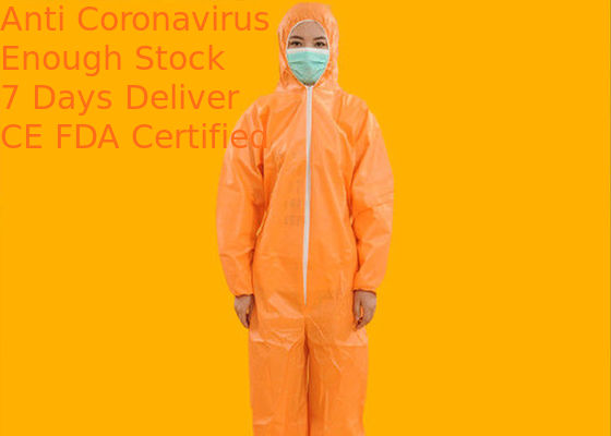 Chemical Resistant Disposable Safety Coveralls , Disposable Orange Overalls